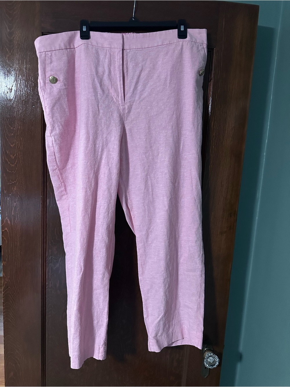 J. Crew Women’s Light Pink Pull-On Pants with Gold Buttons